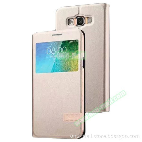 USAMS Flip Leather Cover Case for Samsung GALAXY E7 with Caller ID Display Window